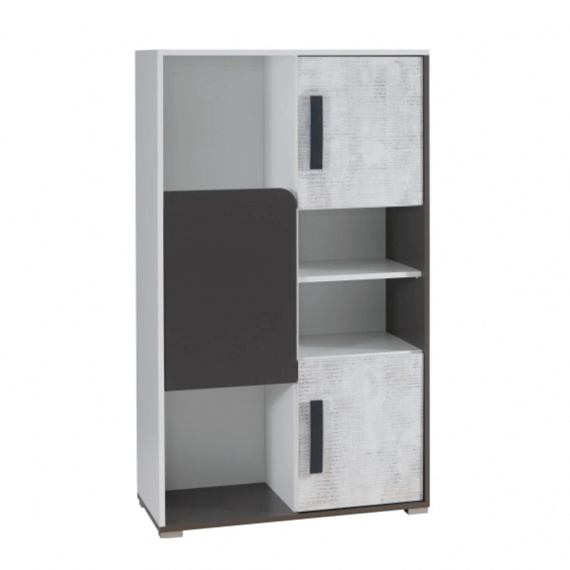 Komoda B4, bílá/šedý grafit/enigma, MATEL