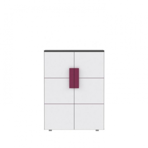 Komoda dvoudveřová, šedá/bílá/fialová, LOBETE 40