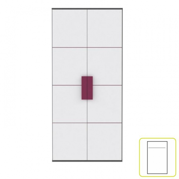 Skříň věšáková, šedá / bílá / fialová, LOBETE S82