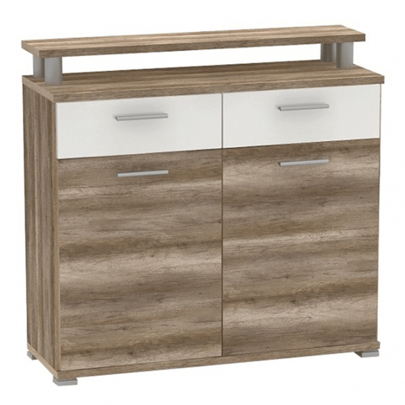 Botníková komoda, dub Canyon / bílá extra vysoký lesk, RACHEL TYP 4