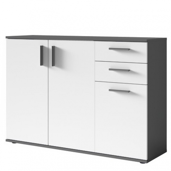 Komoda, tmavě šedá-grafit/bílá, METRIS TYP 2