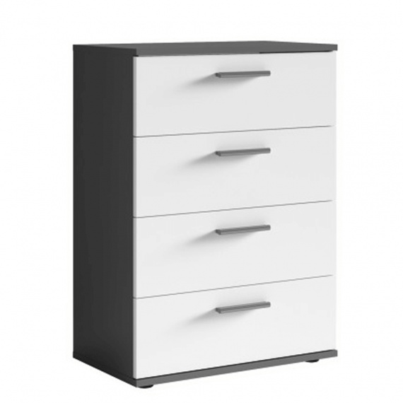 Komoda, tmavě šedá-grafit/bílá, METRIS TYP 4
