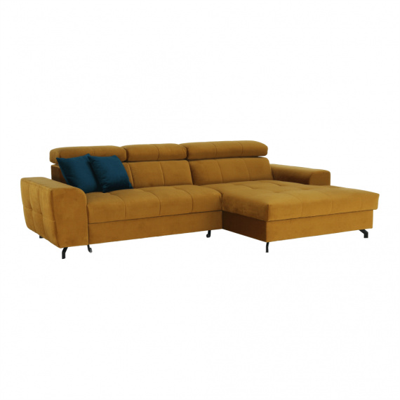 Sedací souprava, medová/petrolejová, pravá, GINIO