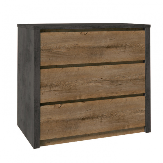 Komoda, dub lefkas tmavý/smooth šedý, MONTANA K3S