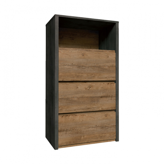 Komoda, dub lefkas tmavý/smooth šedý, MONTANA KS3