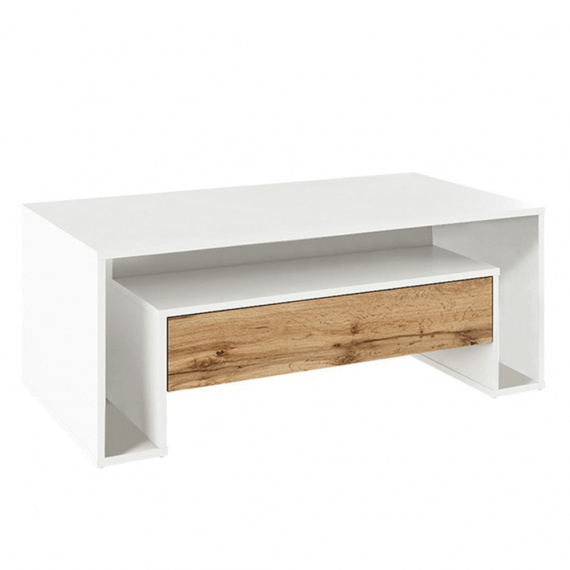 Konferenční stolek, bílá/dub wotan, DAWSON