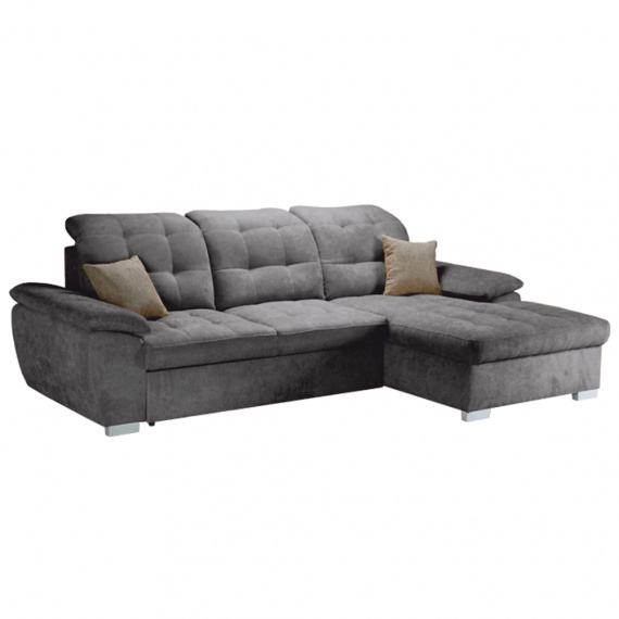 Sedací souprava, šedá, pravá, EVANGELIN