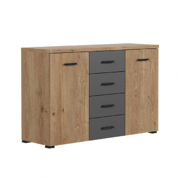 Komoda, dub grandson zlatá / uni šedá, UTAH