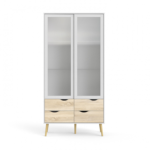 Vitrína, dub sonoma / bílá, OSLO 75462