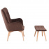 Křeslo s taburetem, látka samet čokoládová/buk, LAGER NEW