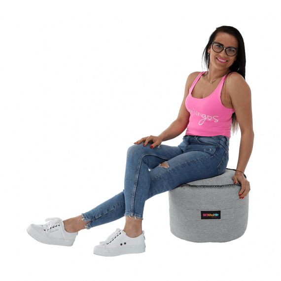 Sedací vak-taburet, šedá látka, NUTAN