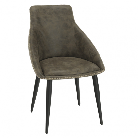 Jídelní židle, hnědá látka s efektem broušené kůže, DARAY