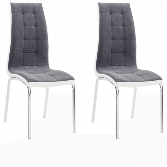 2 kusy, Jídelní židle, tmavě šedá / bílá, GERDA NEW