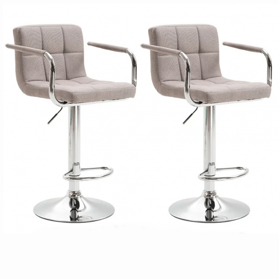 2 kusy, Barová židle, šedohnědá taupe látka / chrom, LEORA 2 NEW