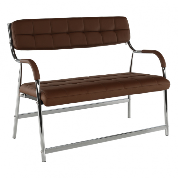 2-místná lavice do čekárně, hnědá / chrom, ILKIN