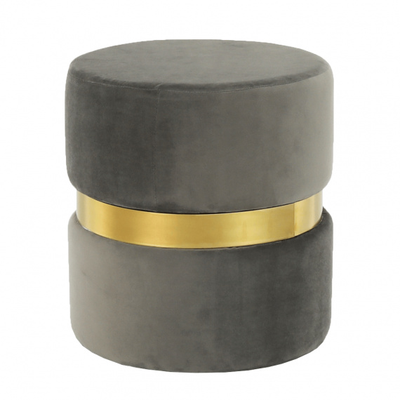 Taburet, šedohnědá Velvet látka/zlatý nátěr, VIZEL