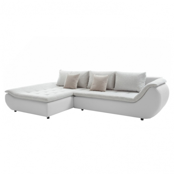 Sedací souprava, bílá/krémová/pudrová růžová, látka Soro levá, BRATO