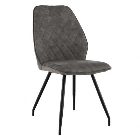 Jídelní židle, šedá látka s efektem broušené kůže, HERDA