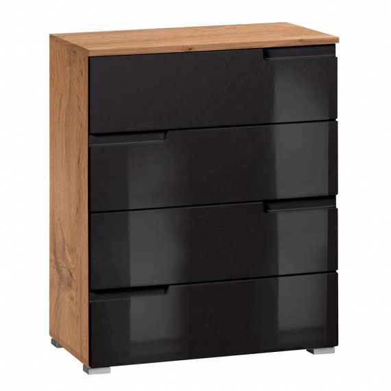 Komoda, černý HG lesk/dub wotan, MESIRE TYP 4