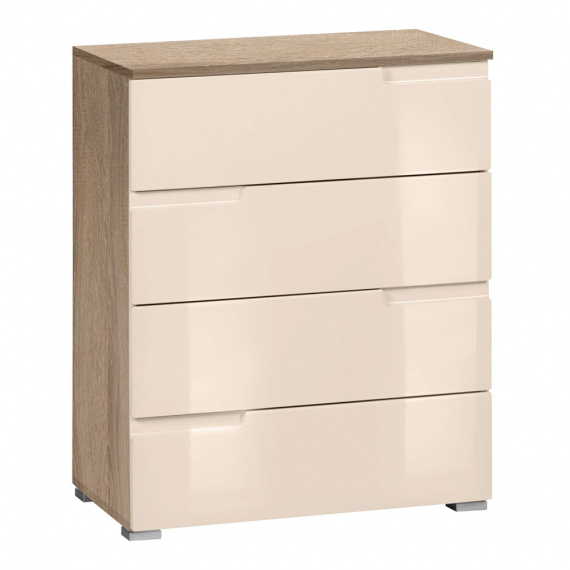 Komoda, krémový HG lesk/dub sonoma, MESIRE TYP 4