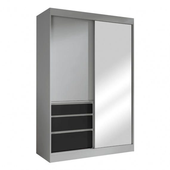 Skříň s posuvnými dveřmi, šedá/černá, 140, ROMUALDA