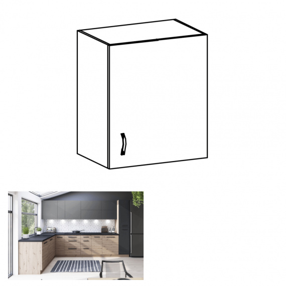 Horní skříňka, dub artisan, pravá, LANGEN G60