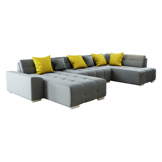 Sedací souprava, šedá/hořčicová, pravá, BELLIS U