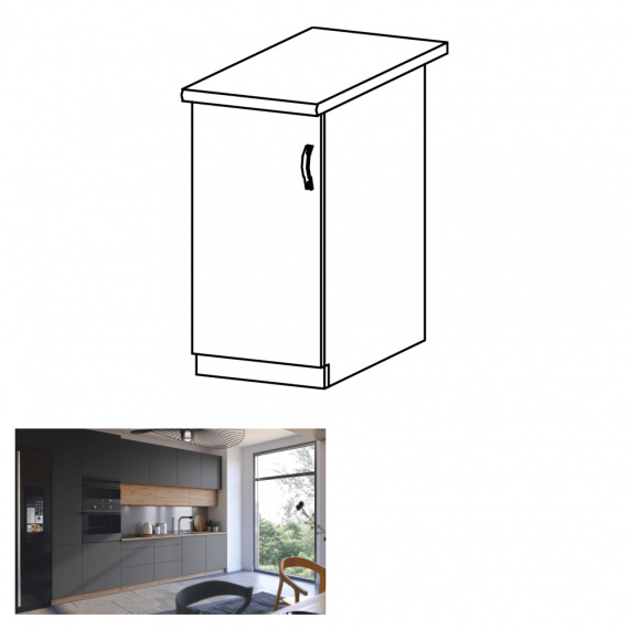 Spodní skříňka, dub artisan/šedý mat, levá, LANGEN D40