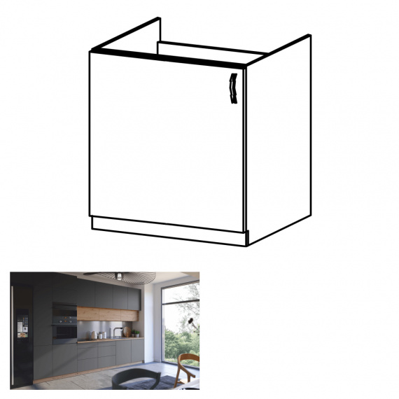 Dřezová skříňka, dub artisan/šedý mat, levá, LANGEN D60Z