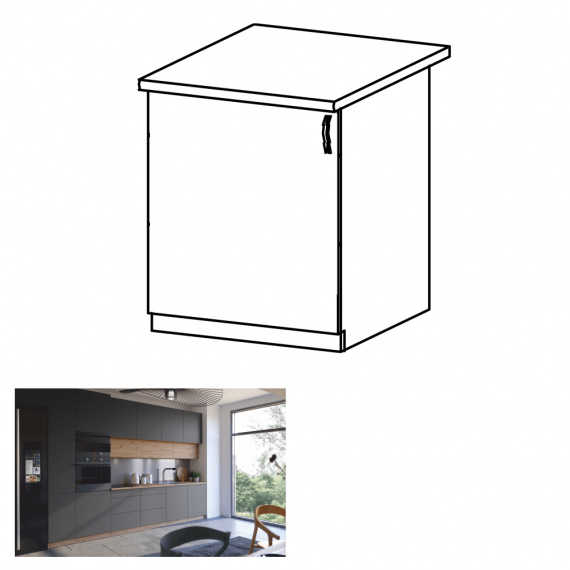 Spodní skříňka, dub artisan / šedý mat, levá, LANGEN D60