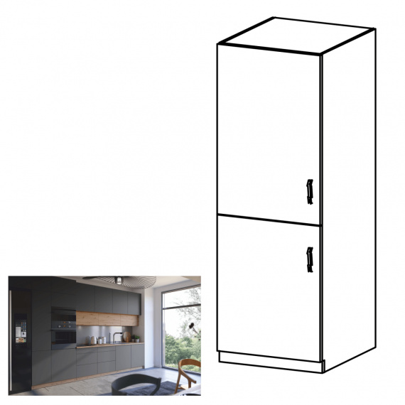 Vysoká skříňka, dub artisan / šedý mat, levá, LANGEN D60ZL