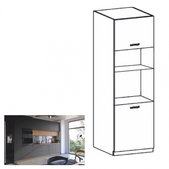 Vysoká skříňka, dub artisan / šedý mat, LANGEN D60PM