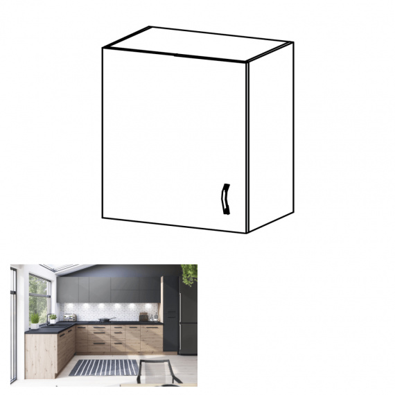 Horní skříňka, dub artisan/šedý mat, levá, LANGEN G60G