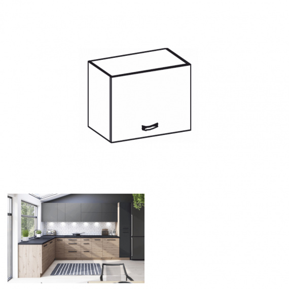 Horní skříňka, dub artisan/šedý mat, LANGEN N40