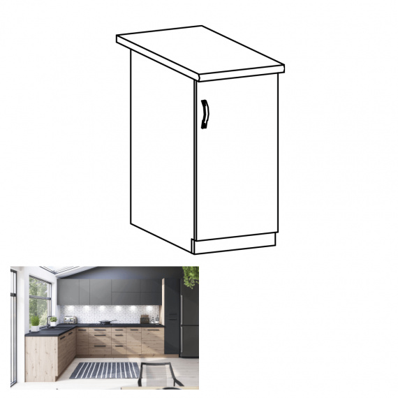 Spodní skříňka, dub artisan, pravá, LANGEN D40