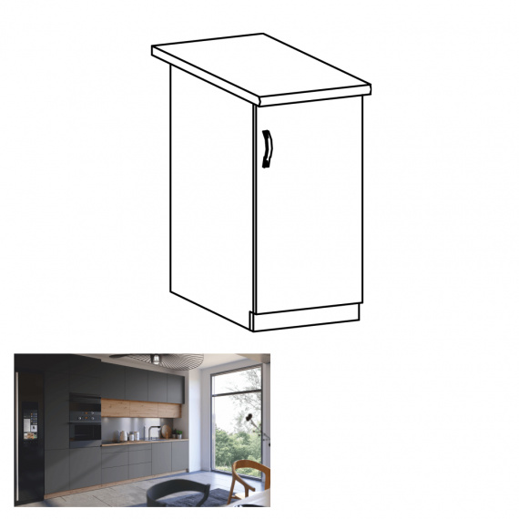 Spodní skříňka, dub artisan/šedý mat, pravá, LANGEN D40