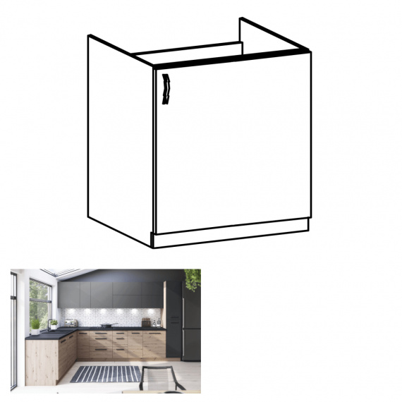 Dřezová skříňka, dub artisan, pravá, LANGEN D60Z