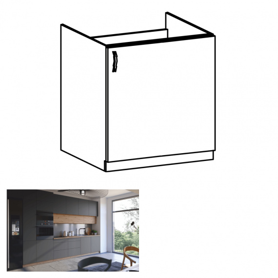 Dřezová skříňka, dub artisan/šedý mat, pravá, LANGEN D60Z