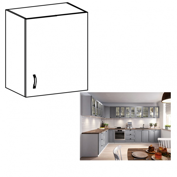 Horní skříňka, bílá / šedá matná, pravá, LAYLA G601F
