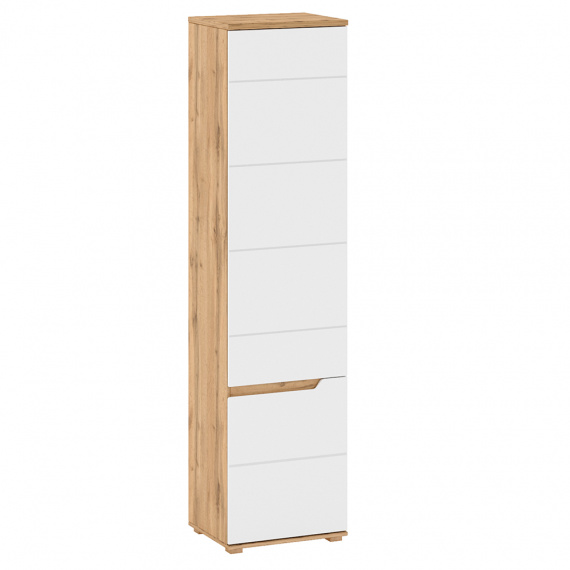 Skříň, dub Wotan / bílá extra vysoký lesk HG, pravá, Vinco V2