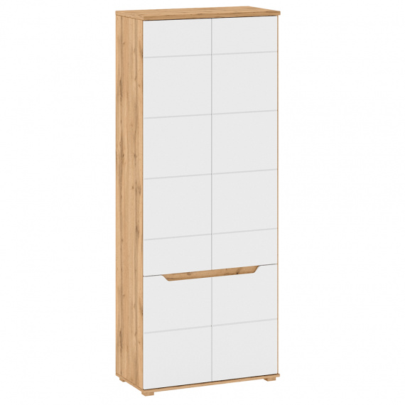 Věšáková skříň, pravá, dub Wotan / bílá extra vysoký lesk HG, Vinco F