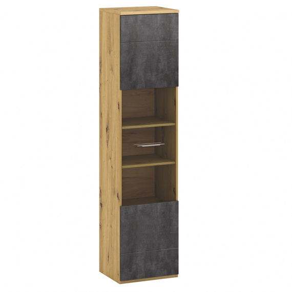 Vitrína A, dub artisan/šedý beton, ERIDAN