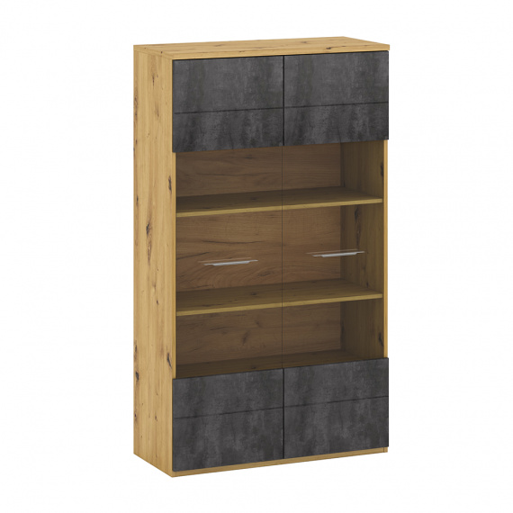 Vitrína C, dub artisan/šedý beton, ERIDAN