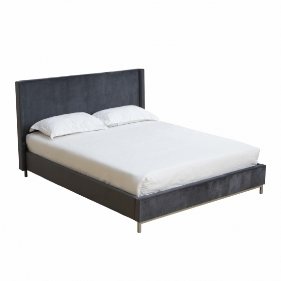 Postel, šedá Velvet látka / stříbrná, 160x200,