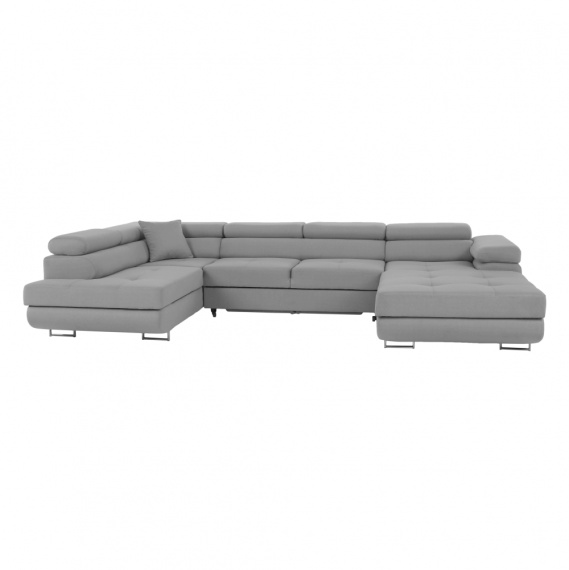 Rohová sedací souprava, světle šedá, levá, AMARETO U