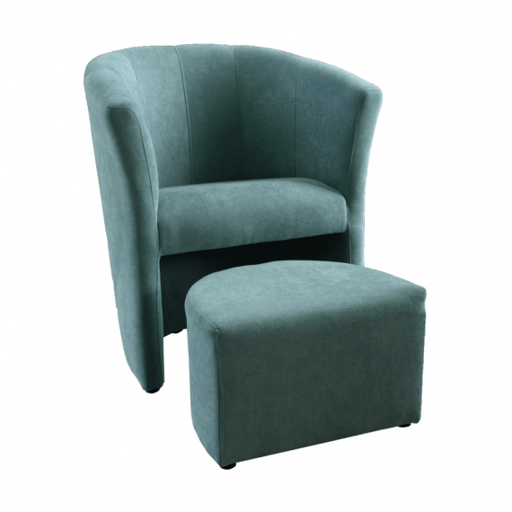 Klubové křeslo s taburetem, mentolová, ROSE