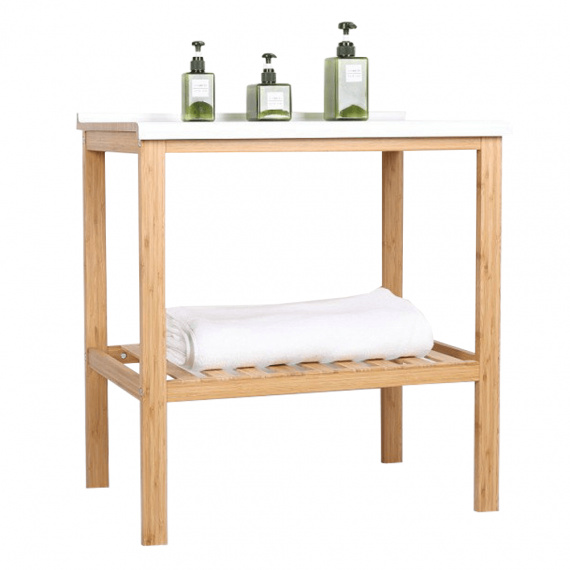 Stůl s policí, přírodní / bílá, SELENE TYP 5