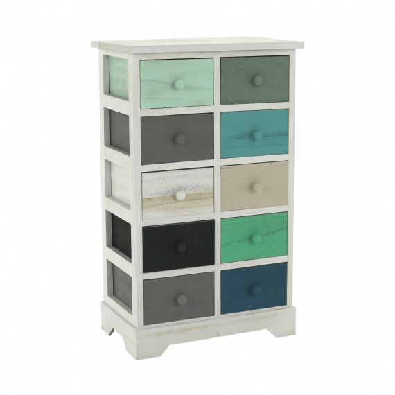 Komoda, bílá / barevné šuplíky, MONET 2