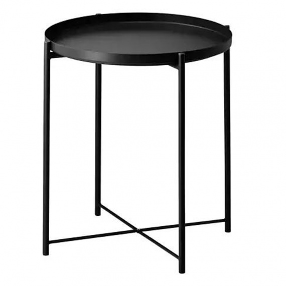 Příruční stolek s odnímatelnou tácem, černá, TRIDER