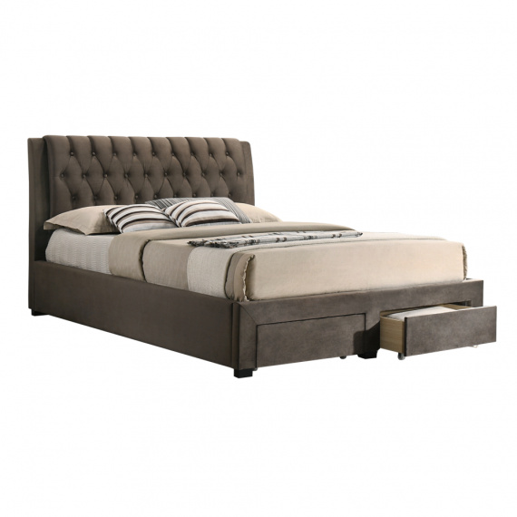 Postel, tmavohnědá Velvet látka, 160x200, ZEHRA